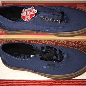>💟AUTHENTIC GUM OUTSOLE DARK BLUE DENIM CANVAS LOW CUT LACE UP BRAND NEW VANS